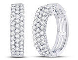 1.50 Carat (ctw I-J, I2-I3) Diamond Huggie Hoop Earrings in 10K White Gold